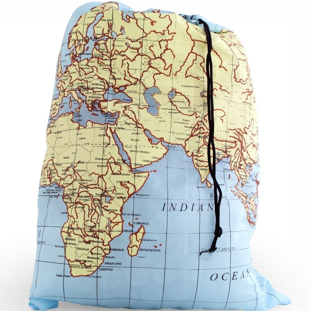 World Map Travel Size Laundry Bag